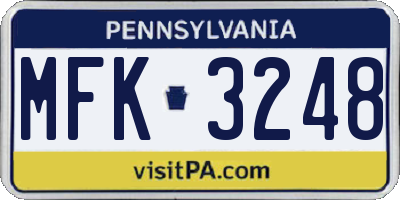 PA license plate MFK3248