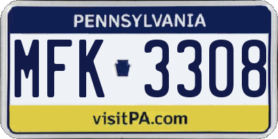 PA license plate MFK3308