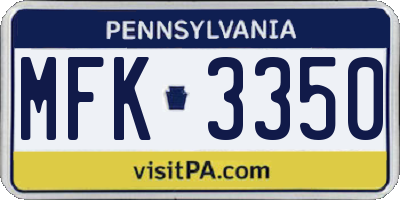 PA license plate MFK3350