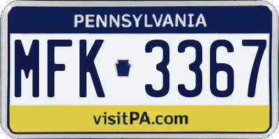 PA license plate MFK3367