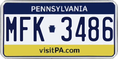 PA license plate MFK3486