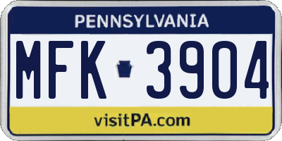 PA license plate MFK3904