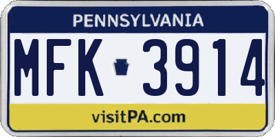 PA license plate MFK3914