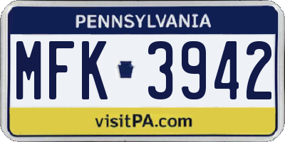 PA license plate MFK3942
