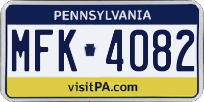 PA license plate MFK4082