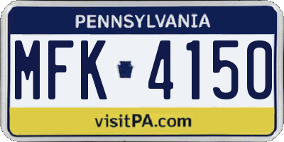 PA license plate MFK4150