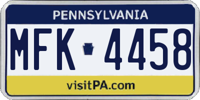 PA license plate MFK4458