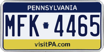 PA license plate MFK4465