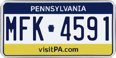 PA license plate MFK4591