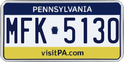 PA license plate MFK5130