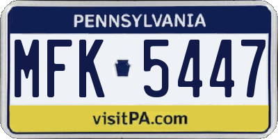 PA license plate MFK5447