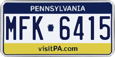 PA license plate MFK6415