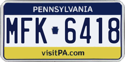 PA license plate MFK6418