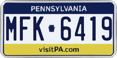 PA license plate MFK6419