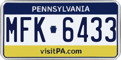 PA license plate MFK6433