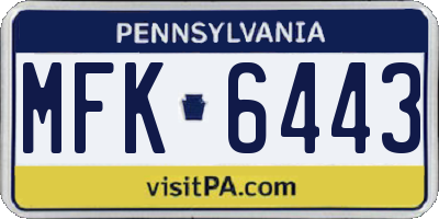 PA license plate MFK6443