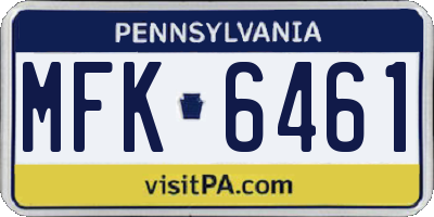 PA license plate MFK6461