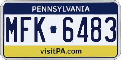 PA license plate MFK6483