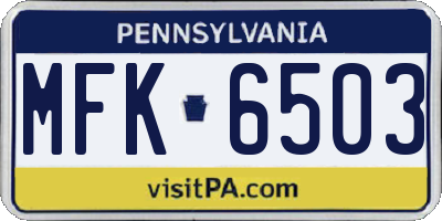 PA license plate MFK6503