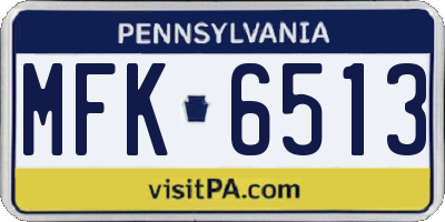 PA license plate MFK6513