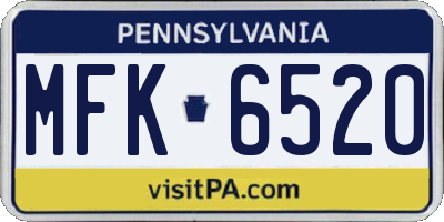 PA license plate MFK6520