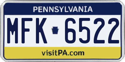 PA license plate MFK6522