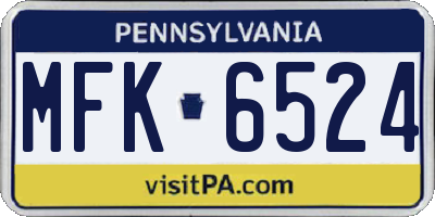 PA license plate MFK6524
