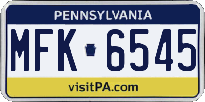 PA license plate MFK6545