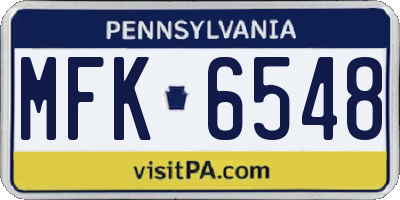 PA license plate MFK6548