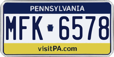 PA license plate MFK6578