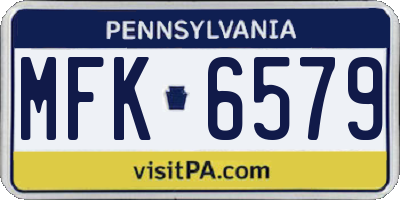 PA license plate MFK6579