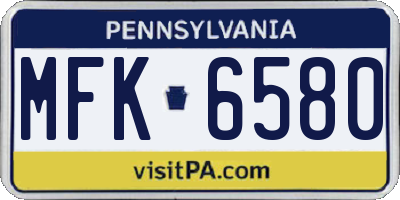 PA license plate MFK6580