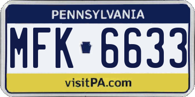 PA license plate MFK6633