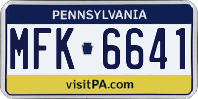 PA license plate MFK6641