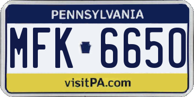 PA license plate MFK6650