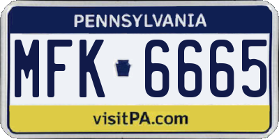 PA license plate MFK6665
