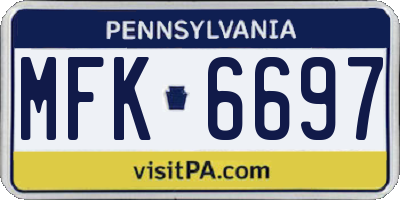 PA license plate MFK6697