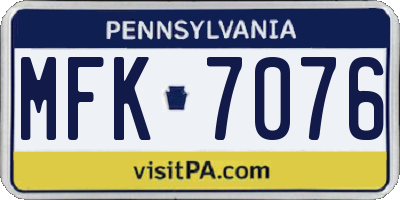 PA license plate MFK7076