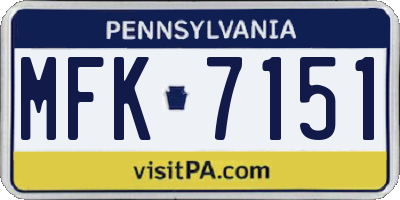 PA license plate MFK7151