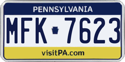 PA license plate MFK7623