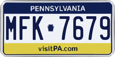 PA license plate MFK7679
