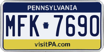 PA license plate MFK7690