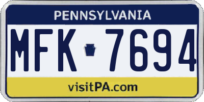 PA license plate MFK7694