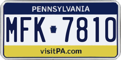 PA license plate MFK7810