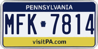 PA license plate MFK7814