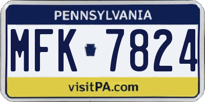 PA license plate MFK7824