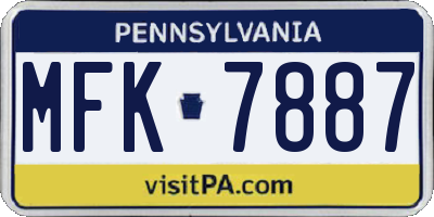 PA license plate MFK7887