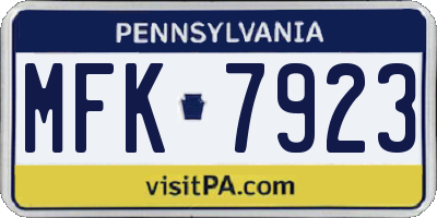 PA license plate MFK7923