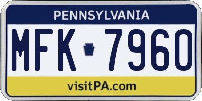 PA license plate MFK7960