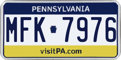 PA license plate MFK7976